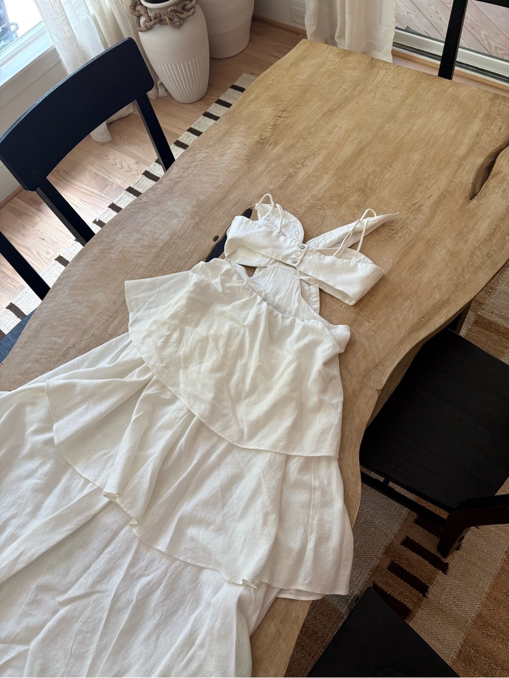FARM Rio Off-White Flower Cutout Linen Blend Maxi Dress Small - Picture 10 of 13
